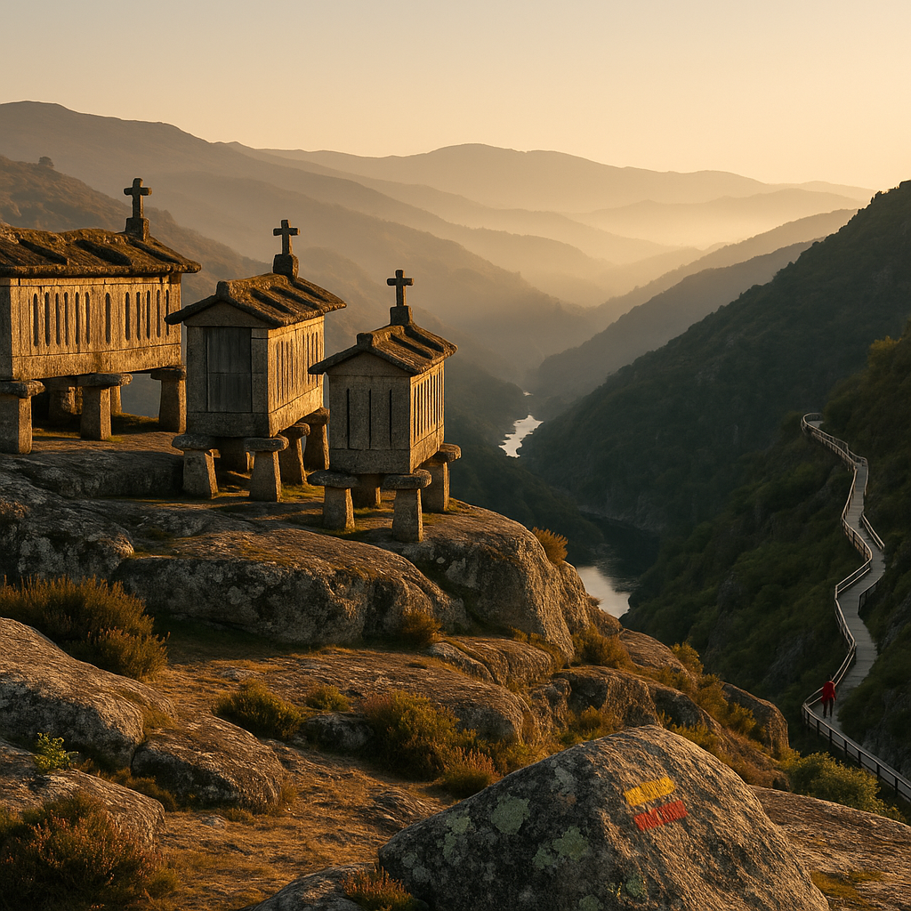 Max file size: 1.5mb! Photographic, single still. Dawn in Soajo, Northern Portugal: low-angle wide